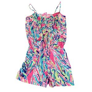 Lilly Pulitzer Romper XS Pink Blue Green Sleeveless Casual Jumpsuit‎ No Belt
